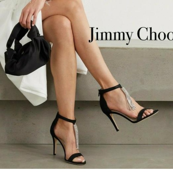 MOVING SALE 🔥🔥NWT Jimmy Choo Viola Suede Crystal Tassel Sandals - Picture 14 of 14